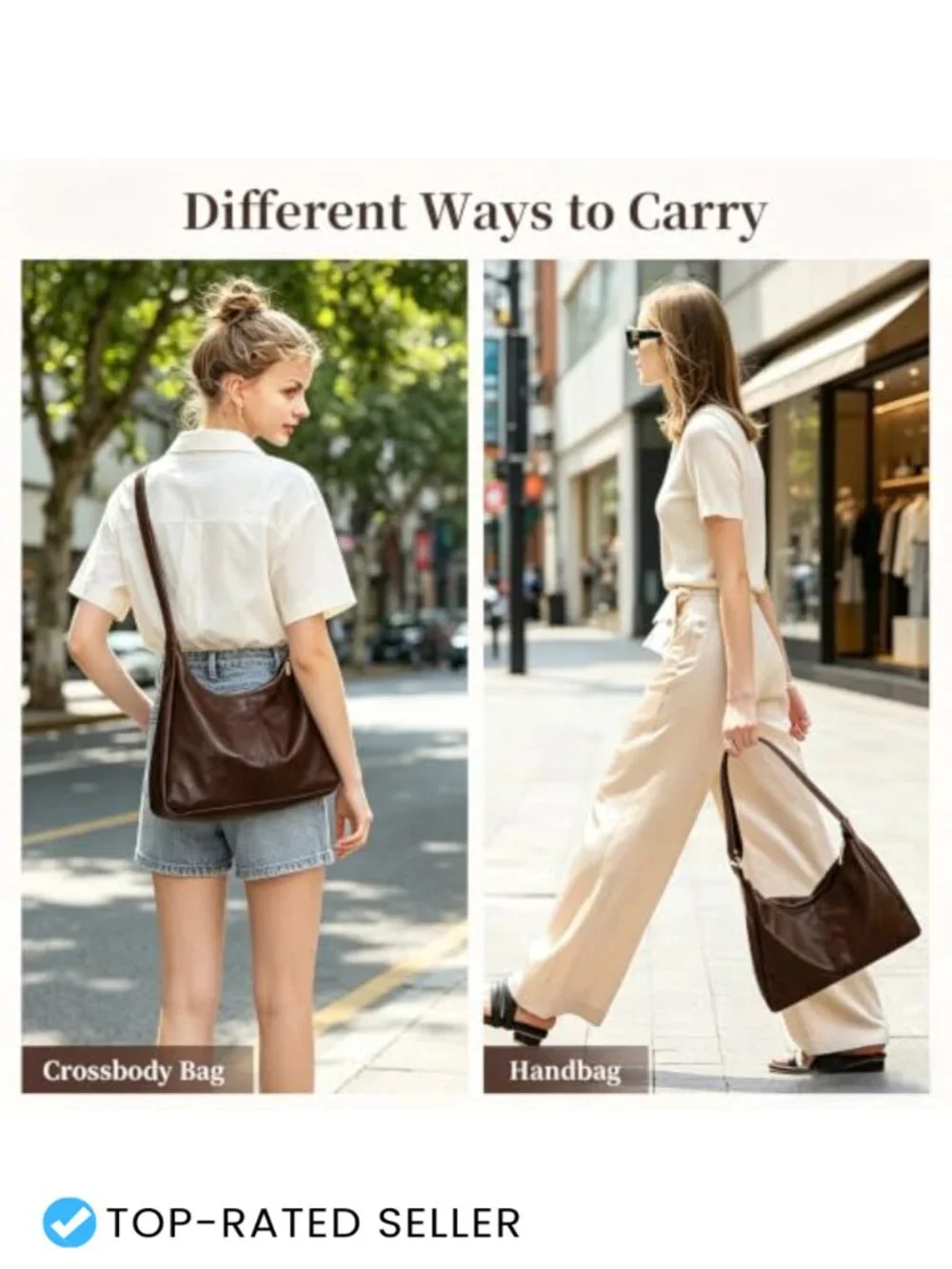 Slouchy Hobo Crossbody Bag Vegan Leather Shoulder Purse
